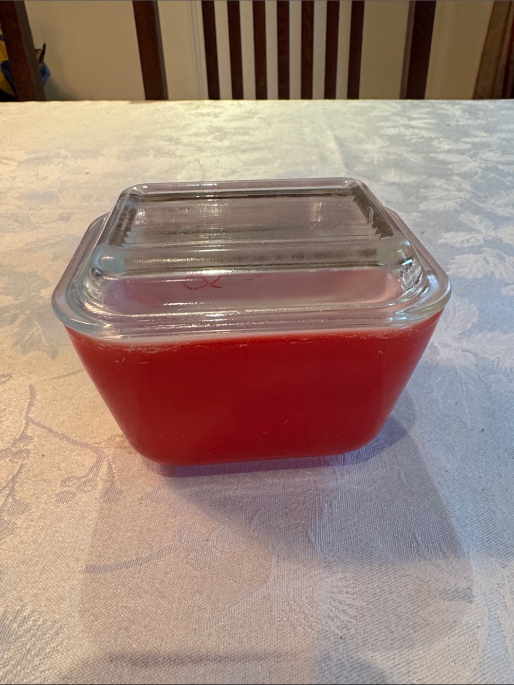 Pyrex Red Glass Refrigerator Dish with Clear Glass Lid